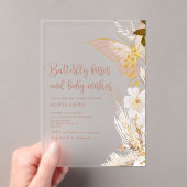 金ゴールドボホバタフライキスの赤ちゃんシャワー アクリル招待状 (インサイチュ (ポータブル))