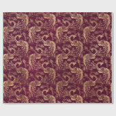 金ゴールドボホピーコックオンパープル ラッピングペーパー (フラット)
