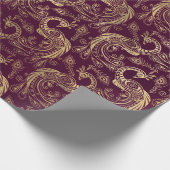 金ゴールドボホピーコックオンパープル ラッピングペーパー (角)