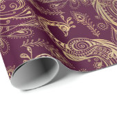金ゴールドボホピーコックオンパープル ラッピングペーパー (ロールコーナー)