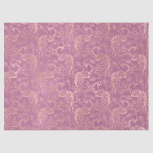 金ゴールドボホピーコックオンピンクのデコッページ 薄葉紙 (正面)