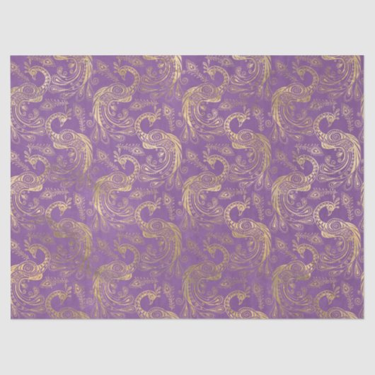 金ゴールドボホピーコックオンラベンダーデコップページ 薄葉紙 (正面)