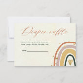 金ゴールドボホレインボーベビーシャワーおむつラッフルカード 招待状 (正面)