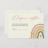 金ゴールドボホレインボーベビーシャワーおむつラッフルカード 招待状 (正面/裏面)