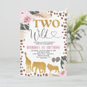 金ゴールドボホーフローラサファリバイルワイルドバースデー 招待状 (スタンド正面)