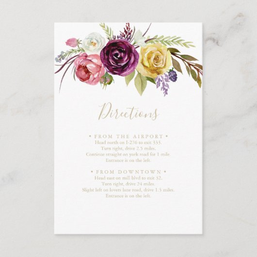 金ゴールドボホ熱帯フローラ結婚の方向 エンクロージャーカード (正面)