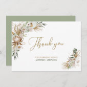 金ゴールドボホ/ボヘミアン結婚式の引き出物サンキューカード サンキューカード (正面/裏面)