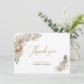 金ゴールドボホ/ボヘミアン結婚式の引き出物サンキューカード サンキューカード (スタンド正面)