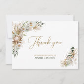 金ゴールドボホ/ボヘミアン結婚式の引き出物サンキューカード サンキューカード (正面)
