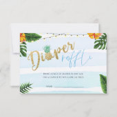 金ゴールドボーイアロハベビーシャワーおむつラッフルカード 招待状 (正面)