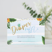 金ゴールドボーイアロハベビーシャワーおむつラッフルカード 招待状 (スタンド正面)