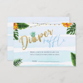 金ゴールドボーイアロハベビーシャワーおむつラッフルカード 招待状 (正面/裏面)