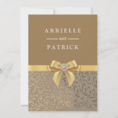 金ゴールドボーエレガントゴールデンリーフ結婚式招待状 招待状 (正面)