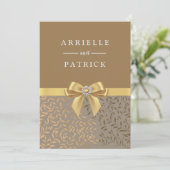 金ゴールドボーエレガントゴールデンリーフ結婚式招待状 招待状 (スタンド正面)