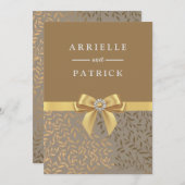 金ゴールドボーエレガントゴールデンリーフ結婚式招待状 招待状 (正面/裏面)