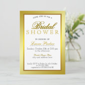 金ゴールドボーダーブライダルシャワーストライプのグリッタークラシック 招待状 (スタンド正面)