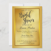 金ゴールドボーダーメタルブライダルシャワーグリッタークラシック 招待状 (正面)