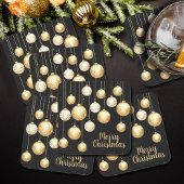 金ゴールドボーブルクリスマスオーナメントオンブラック スクエアペーパーコースター