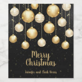 金ゴールドボーブルクリスマスオーナメントオンブラック ワインラベル (シングルラベル)