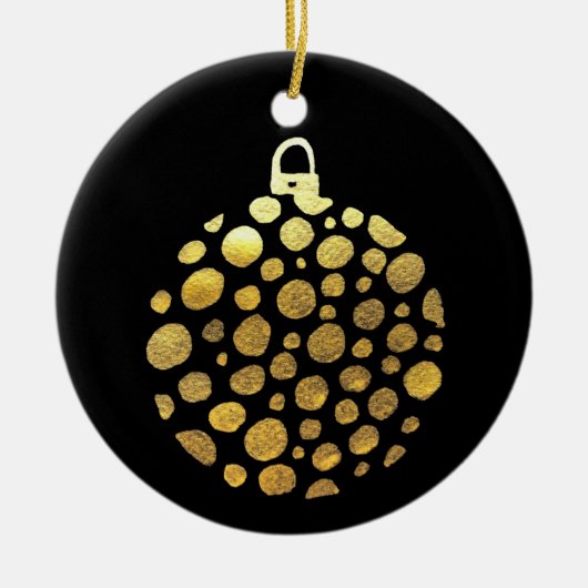 金ゴールドボーブルクリスマスグラム セラミックオーナメント (正面)