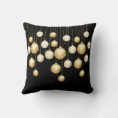 金ゴールドボーブルクリスマスツリーオーナメントオンブラック クッション (裏面)