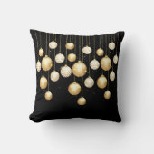 金ゴールドボーブルクリスマスツリーオーナメントオンブラック クッション (正面)