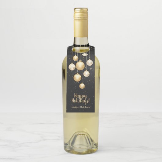 金ゴールドボーブルクリスマスツリーオーナメントオンブラック ボトルネックタグ (ボトル)