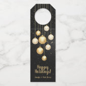 金ゴールドボーブルクリスマスツリーオーナメントオンブラック ボトルネックタグ (正面)