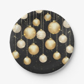 金ゴールドボーブルクリスマスツリーオーナメントパーティー ペーパープレート (正面)