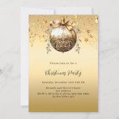 金ゴールドボーブルスタービンテージクリスマスパーティー 招待状 (正面)
