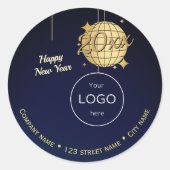 金ゴールドボーブル新年のロゴアドレス返しステッカー ラウンドシール (正面)