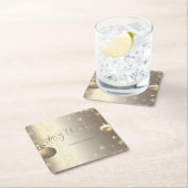 金ゴールドボールエレガントスノーフレークススターズホリデー スクエアペーパーコースター (インサイチュ)