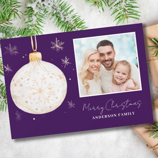 金ゴールドボールフォトクリスマス シーズンカード