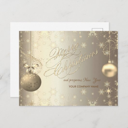 金ゴールドボール雪の結晶のグリーティン企業のグ シーズンポストカード (正面/裏面)