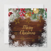 金ゴールドボー素朴ブルズホリーベリークリスマスパーティー 招待状 (裏面)