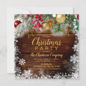 金ゴールドボー素朴ブルズホリーベリークリスマスパーティー 招待状 (正面)