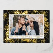 金ゴールドポインセチアとピネコン 箔シーズンカード (正面)