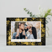 金ゴールドポインセチアとピネコン 箔シーズンカード (立ち正面)