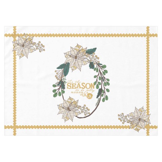 金ゴールドポインセツィアティスザシーズンホリデーテーブルクロス テーブルクロス (正面(横))