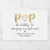 金ゴールドポップ・アートのダイヤモンドザバブリーきらめくミニワインラ スパークリングワインラベル (シングルラベル)