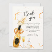 金ゴールドポピエレガントンボトルシャンパンベビーシャワー サンキューカード (正面)