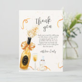 金ゴールドポピエレガントンボトルシャンパンベビーシャワー サンキューカード (スタンド正面)