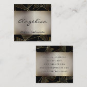 金ゴールドポリゴンパターン |メタリック金ゴールドの背景 スクエア名刺 (正面/裏面)