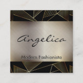 金ゴールドポリゴンパターン |メタリック金ゴールドの背景 スクエア名刺 (正面)