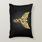 金ゴールドポリゴン記号のカドゥセウス アクセントクッション (正面(垂直))