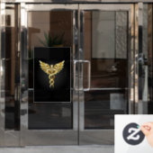 金ゴールドポリゴン記号のカドゥセウス ウィンドウサイン (オフィスドア)