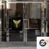 金ゴールドポリゴン記号のカドゥセウス ウィンドウサイン (オフィスドア)