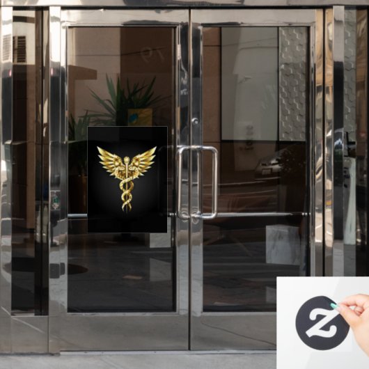 金ゴールドポリゴン記号のカドゥセウス ウィンドウサイン (オフィスドア)