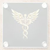 金ゴールドポリゴン記号のカドゥセウス ガラスコースター (裏面)