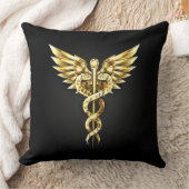 金ゴールドポリゴン記号のカドゥセウス クッション (ブランケット)